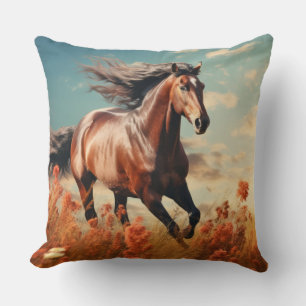 Horse Animal Wildlife Wilderness Colorful Wall Art Throw Pillow