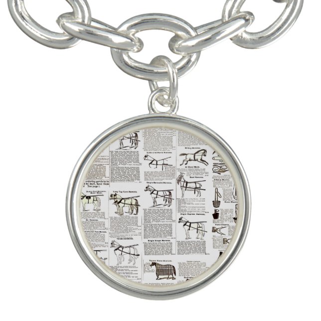 Horse Antique Advertising Newspaper Art Bracelet (Design)
