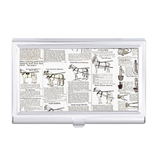 Horse Antique Advertising Newspaper Art Business Card Case (Front)