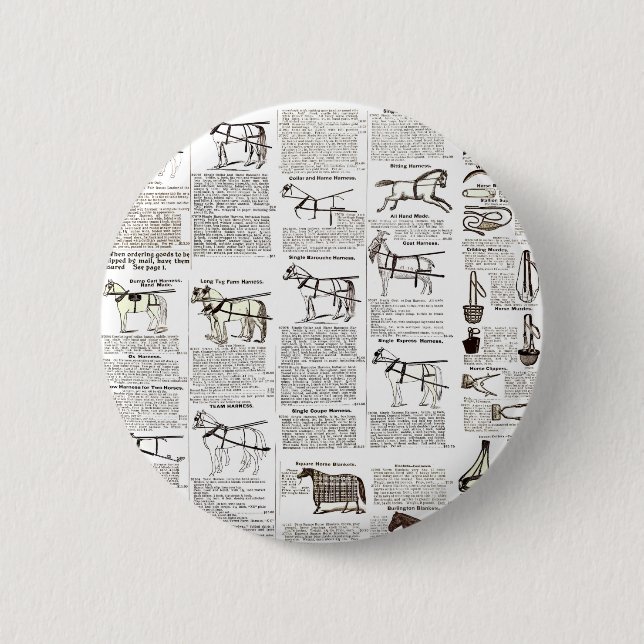 Horse Antique Advertising Newspaper Art Button (Front)