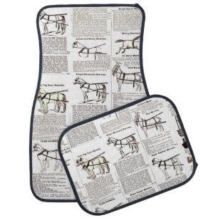 Horse Antique Advertising Newspaper Art Car Floor Mat