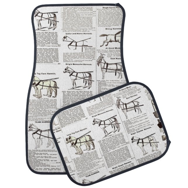 Horse Antique Advertising Newspaper Art Car Floor Mat (Set)