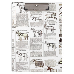 Horse Antique Advertising Newspaper Art Clipboard