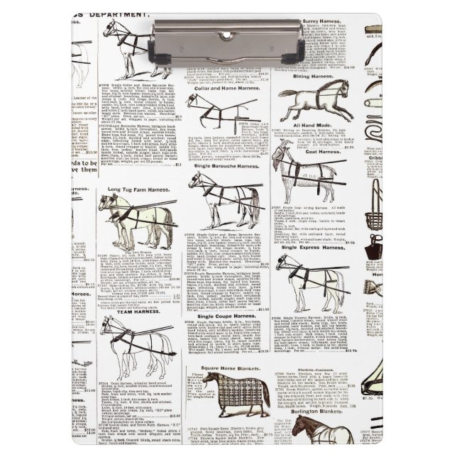 Horse Antique Advertising Newspaper Art Clipboard (Front)