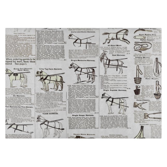 Horse Antique Advertising Newspaper Art Cutting Board (Front)