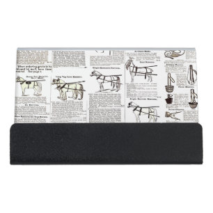 Horse Antique Advertising Newspaper Art Desk Business Card Holder