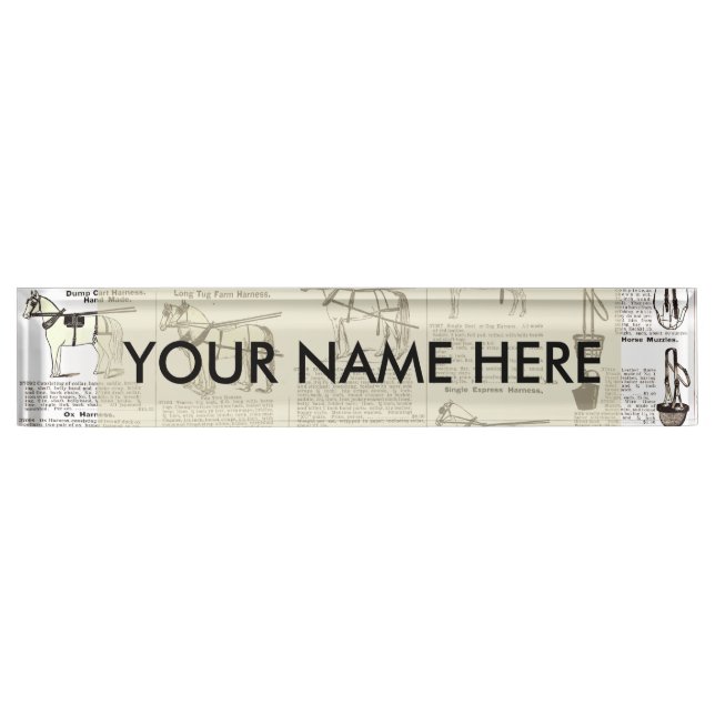 Horse Antique Advertising Newspaper Art Desk Name Plate (Front)