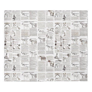 Horse Antique Advertising Newspaper Art Duvet Cover