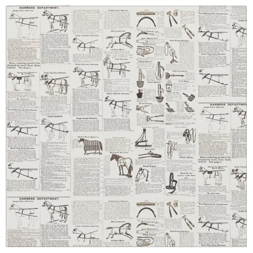 Horse Antique Advertising Newspaper Art Fabric