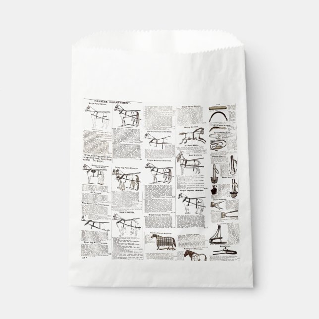 Horse Antique Advertising Newspaper Art Favor Bag (Front)