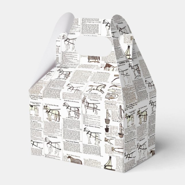 Horse Antique Advertising Newspaper Art Favor Boxes (Front Side)