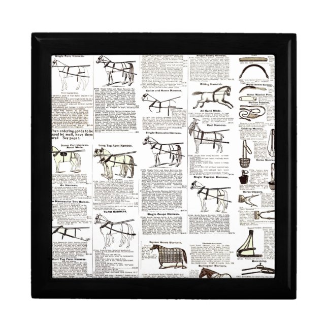 Horse Antique Advertising Newspaper Art Gift Box (Front)