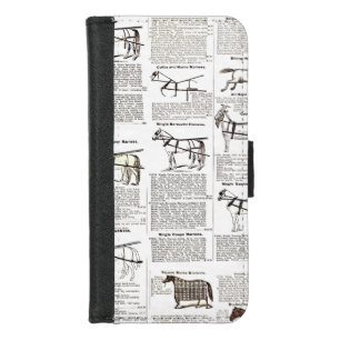 Horse Antique Advertising Newspaper Art iPhone 8/7 Wallet Case