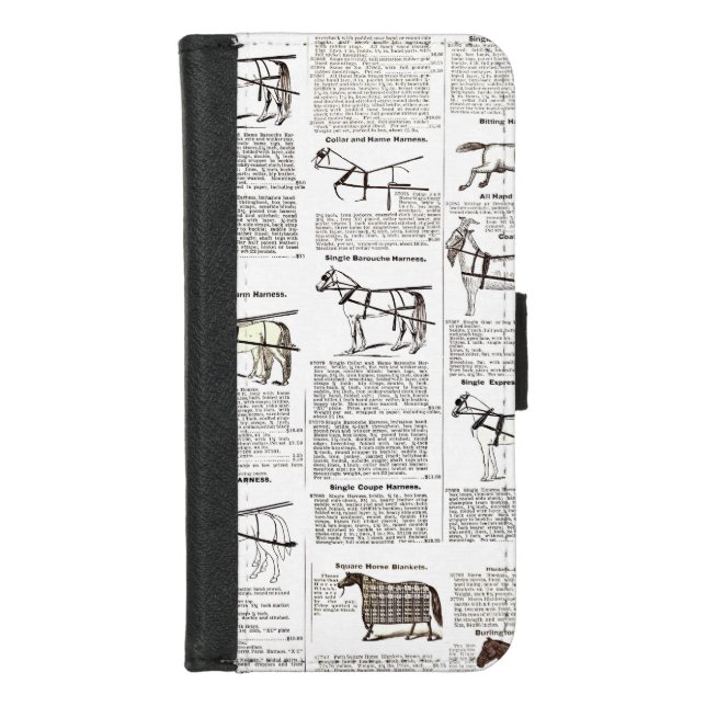 Horse Antique Advertising Newspaper Art iPhone Wallet Case (Front)