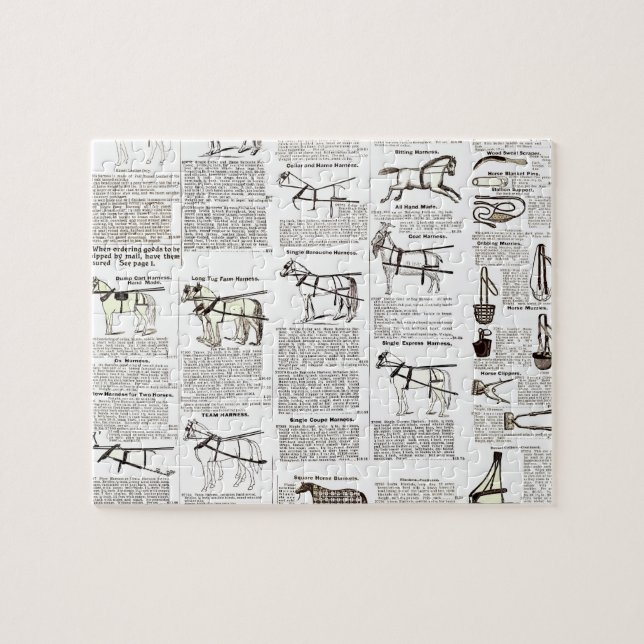 Horse Antique Advertising Newspaper Art Jigsaw Puzzle (Horizontal)