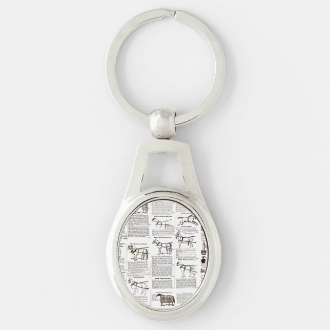 Horse Antique Advertising Newspaper Art Keychain (Front)