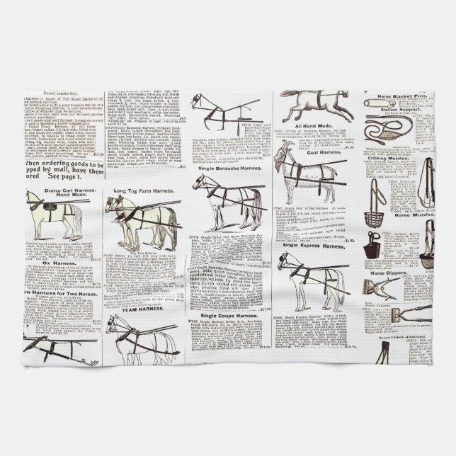 Horse Antique Advertising Newspaper Art Kitchen Towel (Horizontal)