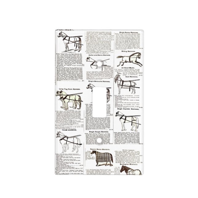 Horse Antique Advertising Newspaper Art Light Switch Cover (Front)