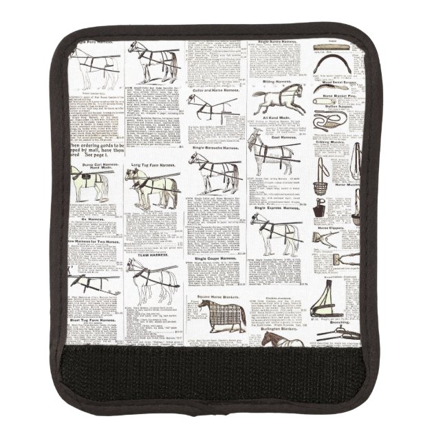 Horse Antique Advertising Newspaper Art Luggage Handle Wrap (Front)