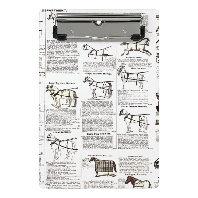 Horse Antique Advertising Newspaper Art Mini Clipboard (Front)