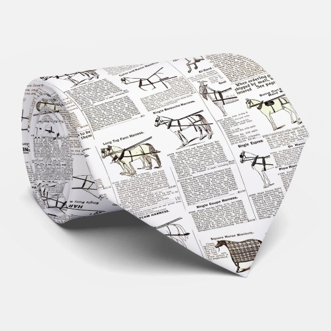 Horse Antique Advertising Newspaper Art Neck Tie (Rolled)