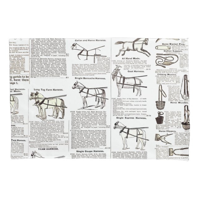 Horse Antique Advertising Newspaper Art Pillow Case (Front)