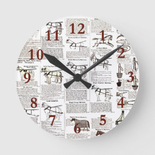 Horse Antique Advertising Newspaper Art Round Clock