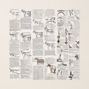 Horse Antique Advertising Newspaper Art Scarf