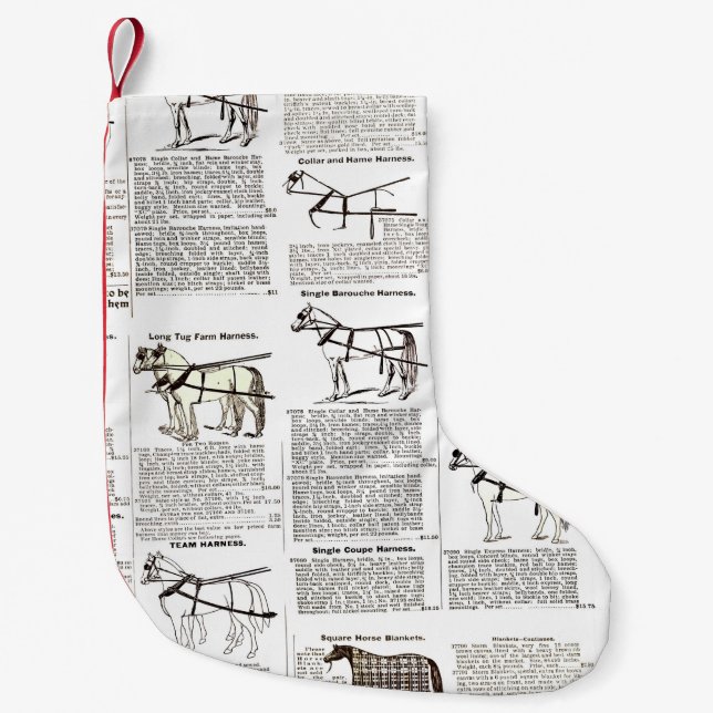 Horse Antique Advertising Newspaper Art Small Christmas Stocking (Front)