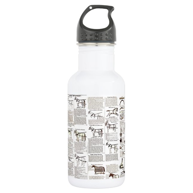 Horse Antique Advertising Newspaper Art Stainless Steel Water Bottle (Front)