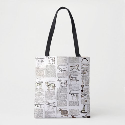 Horse Antique Advertising Newspaper Art Tote Bag