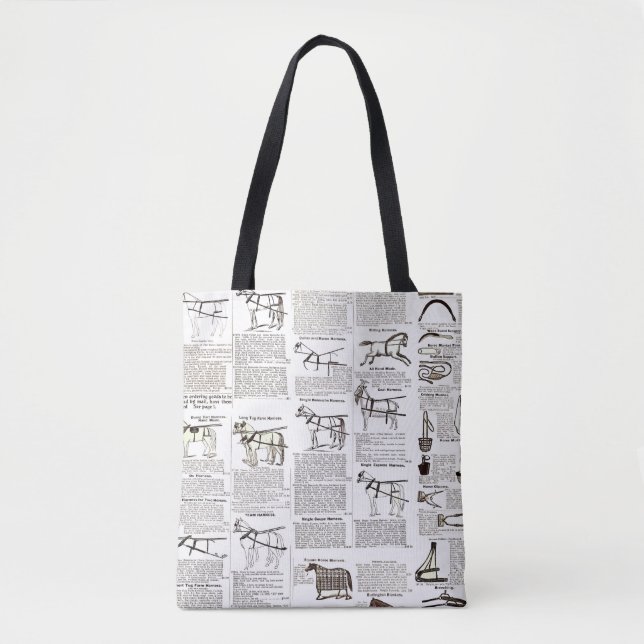 Horse Antique Advertising Newspaper Art Tote Bag (Front)
