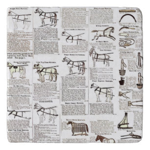 Horse Antique Advertising Newspaper Art Trivet