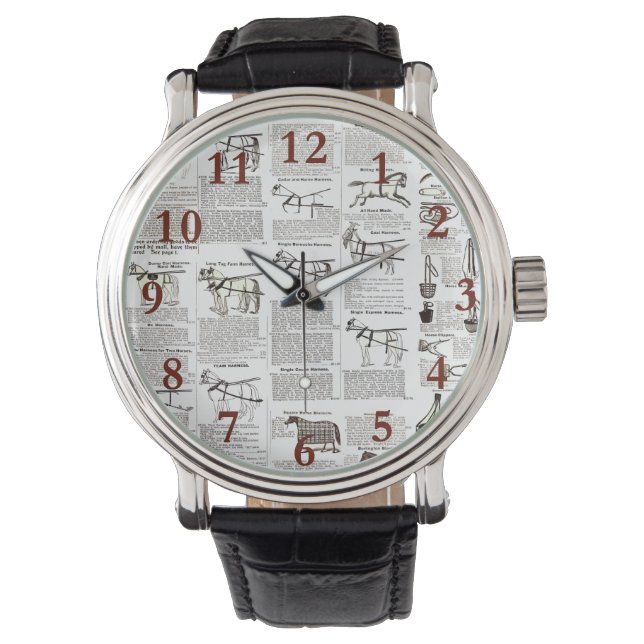 Horse Antique Advertising Newspaper Art Watch (Front)