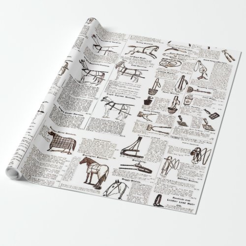 Horse Antique Advertising Newspaper Art Wrapping Paper