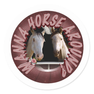Horse Around Valentine's Day Classic Round Sticker