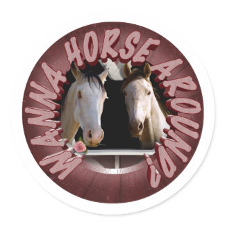 Horse Around Valentine's Day Classic Round Sticker