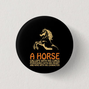 Horse Art A Horse Gallops Button
