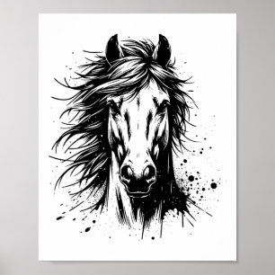 Horse Art For Men Women Kids Horse Portrait Equest Poster