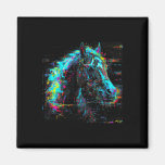 Horse Art Glitch Colorful Equestrian Horseback Rid Magnet