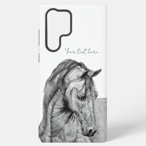 Horse art graphic pencil drawing black and white samsung galaxy s22 ultra case