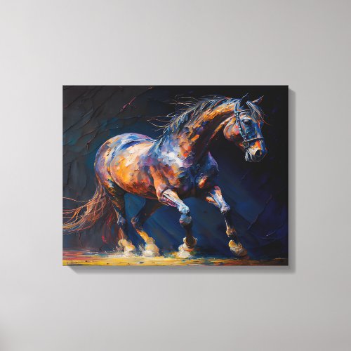 Horse Art Neo_impressionism Oil Painting Style Canvas Print