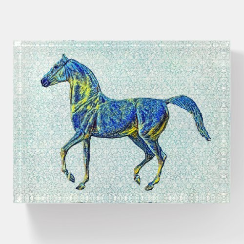 Horse Art on Vintage Pattern Paperweight