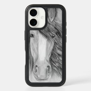 Horse art pencil drawing iPhone 16 case