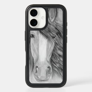 Horse art pencil drawing iPhone 16 case