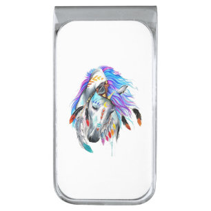 Horse Art Silver Finish Money Clip