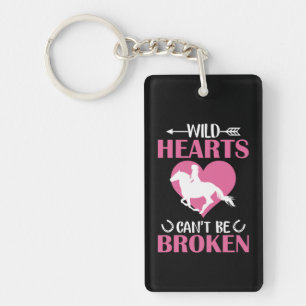 Horse Art Wild Hearts Can't Be Broken Keychain