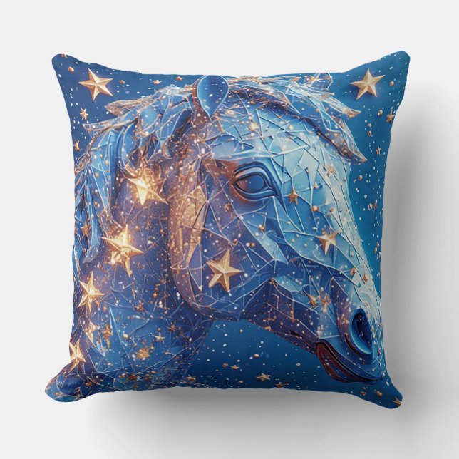 Horse Art with Starry Background Throw Pillow (Front)