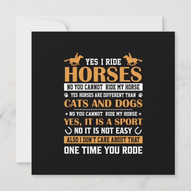 Horse Art Yes I Ride Horses Holiday Card (Front)