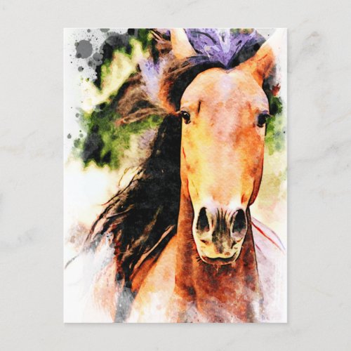  Horse Artistic  Equine AR22 Artsy Print Soft Postcard